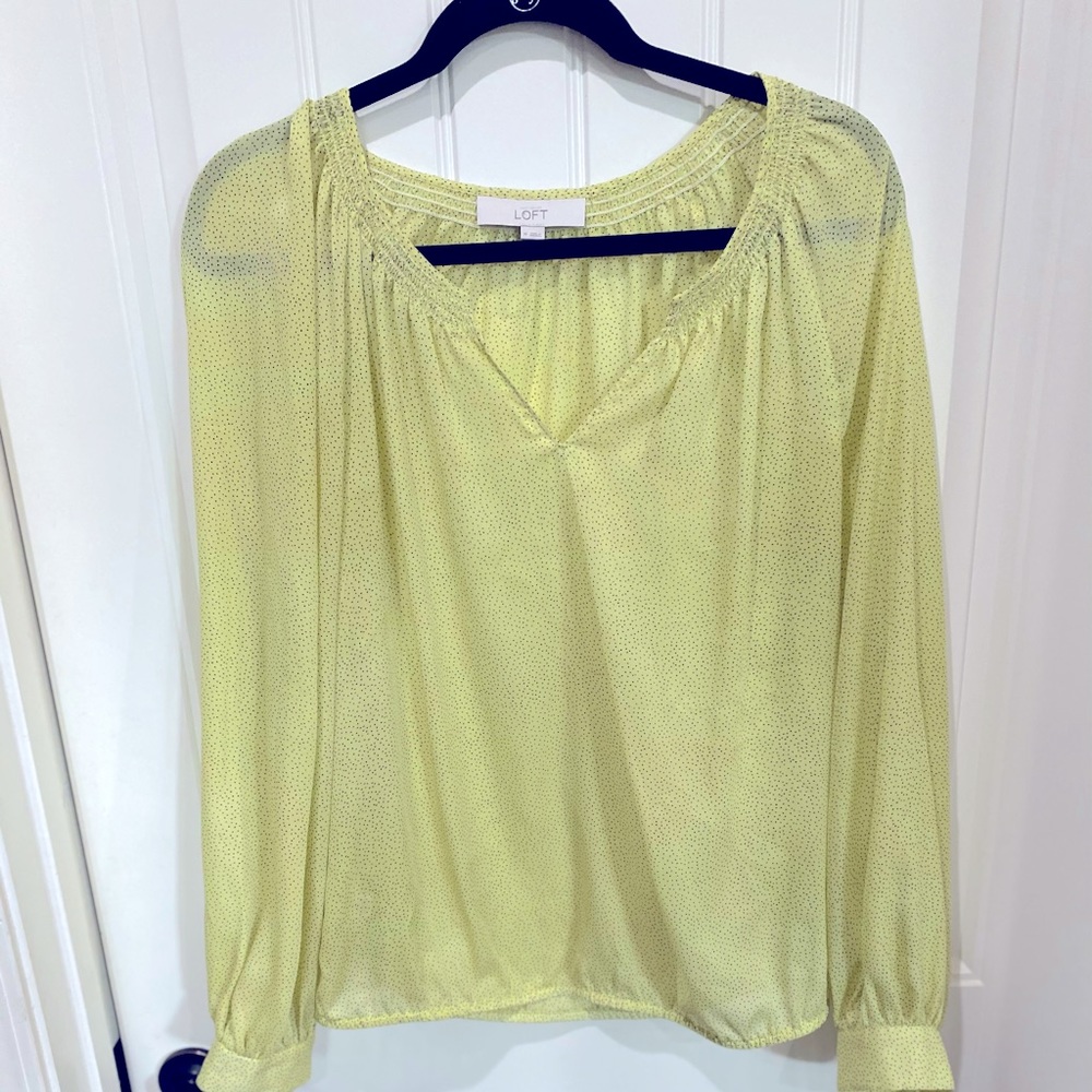 LOFT sheer yellow with black polkadot, sz medium